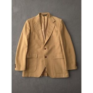 Vintage 1980s John Alexander Made In USA Beige Camel Wool Blazer Jacket 40
